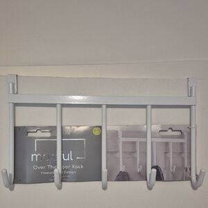 Matte White Over-the-Door Hook Rack